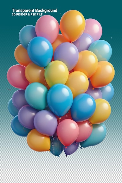 PSD psd цветная куча воздушных шаров на изолированном фоне