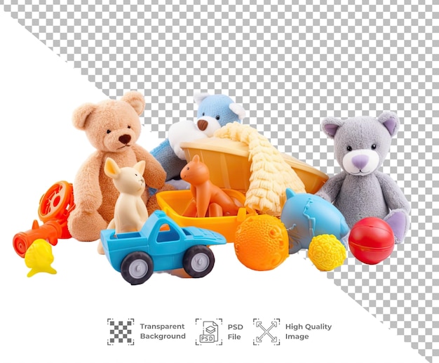 PSD детские игрушки, изолированные на прозрачном фоне