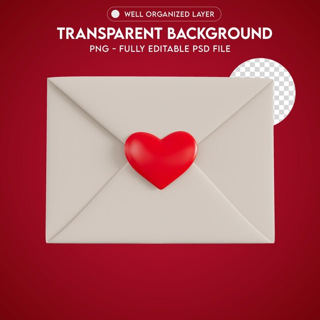 PSD psd письмо с сердцем 3d элемент png прозрачный