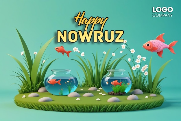 PSD Szczęśliwy dzień Nowruz lub irański Nowy Rok ilustracja z Grass Semeni