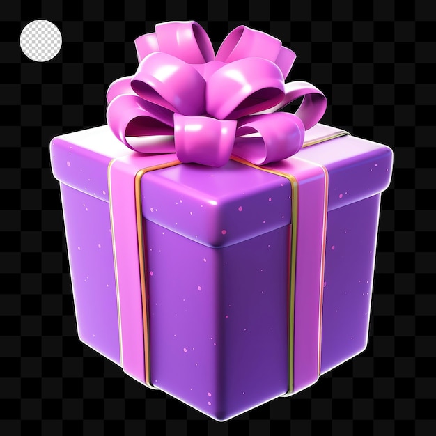 PSD Фиолетовая подарочная коробка с прозрачным фоном