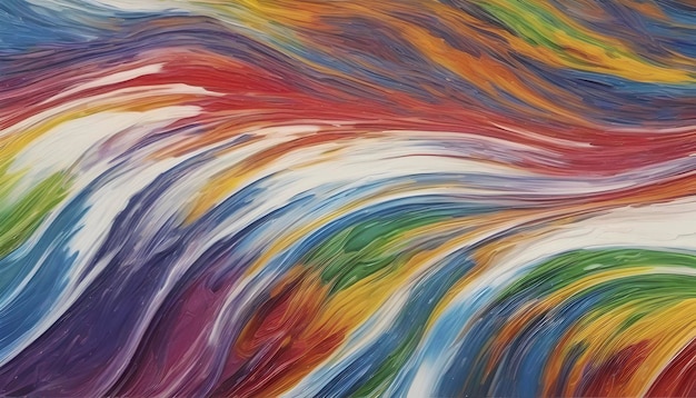 虹の波の油絵はブラッシュテクニックを使用しています