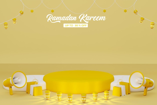 ramadan kareem sale 3d rendering banner background