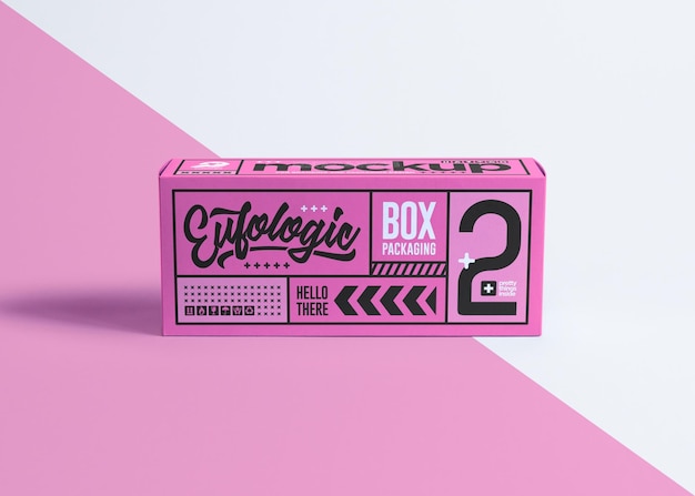 PSD Реалистичная упаковка розовая коробка дизайн макета изолирована