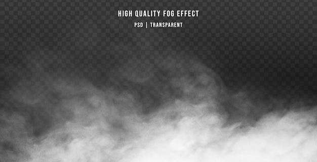 PSD realistic white smoke with foggy effect isolated on transparent background