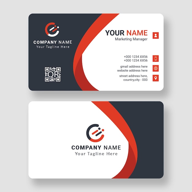 PSD red modern business card template