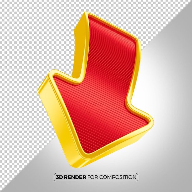 PSD Красная и желтая икона 3d стрелки вниз