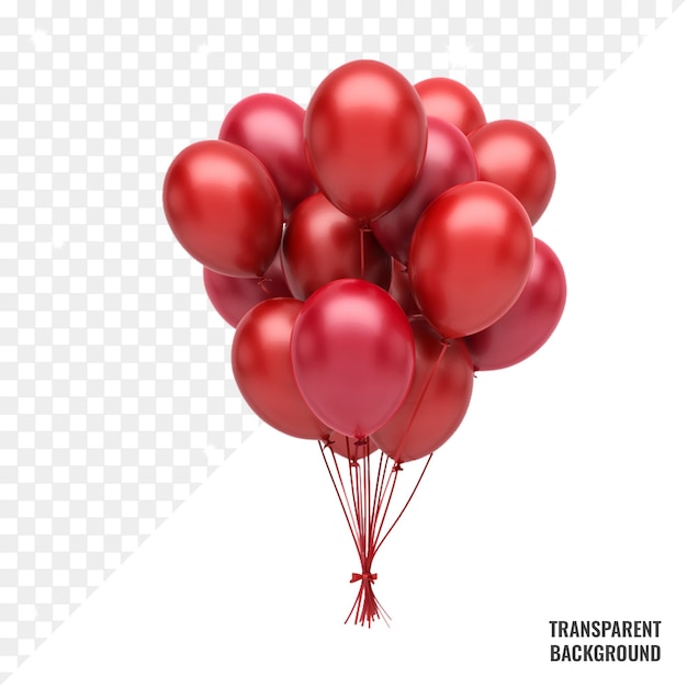 PSD Красные воздушные шары прозрачные psd