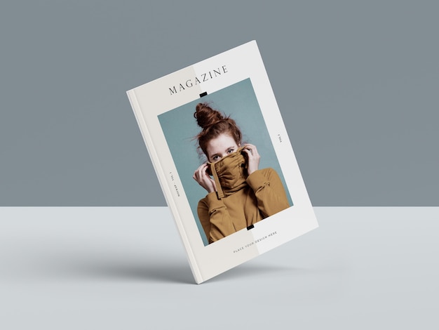 Woman on the cover of a book editorial magazine mock-up
