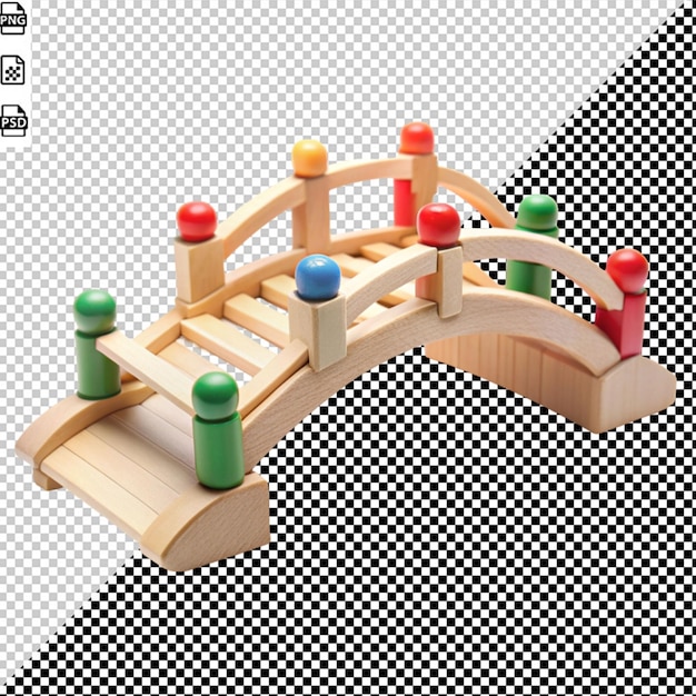 PSD Деревянный игрушечный мост на прозрачном фоне