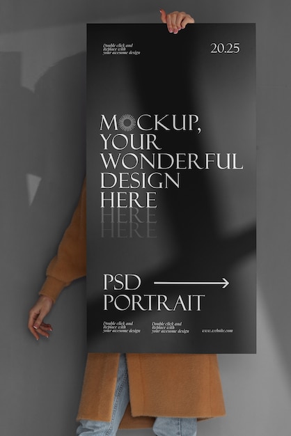 PSD weergave van persoon met teken mock-up ontwerp
