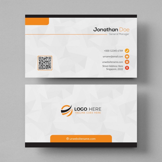 PSD white and orange business card mockup