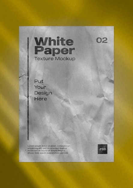 PSD текстура морщин белой бумаги для макета 02