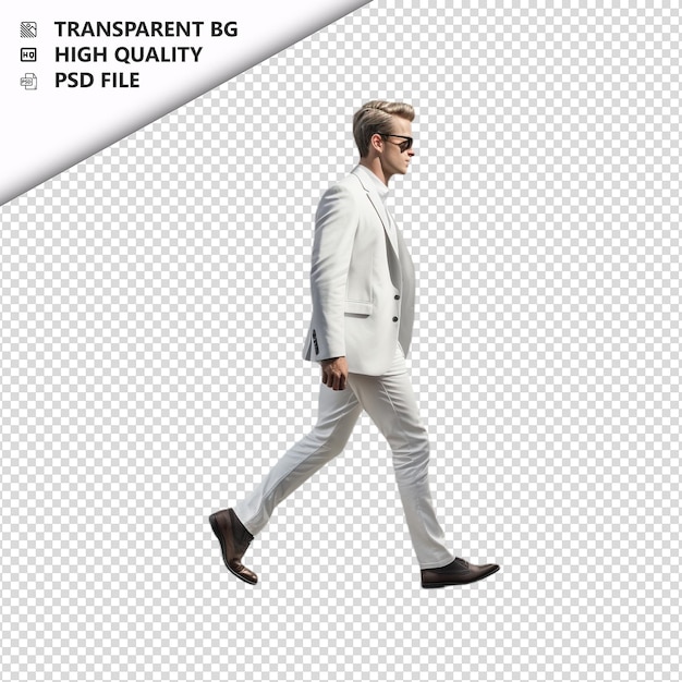 White Person Walking Ultra Realistic Style white backgrou