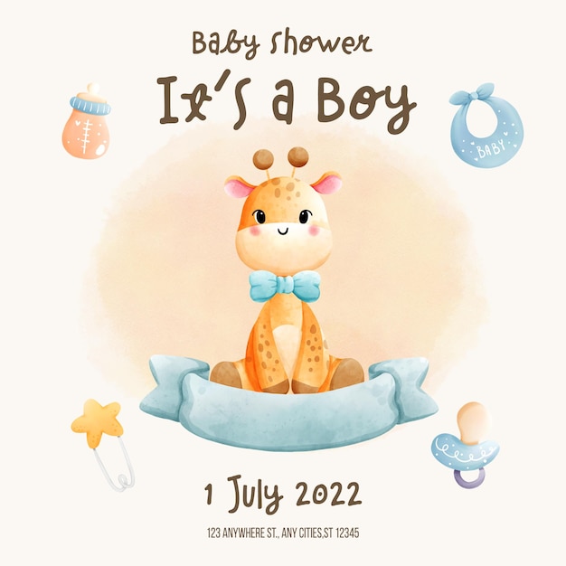 PSD to szablon zaproszenia chłopca baby shower baby boy
