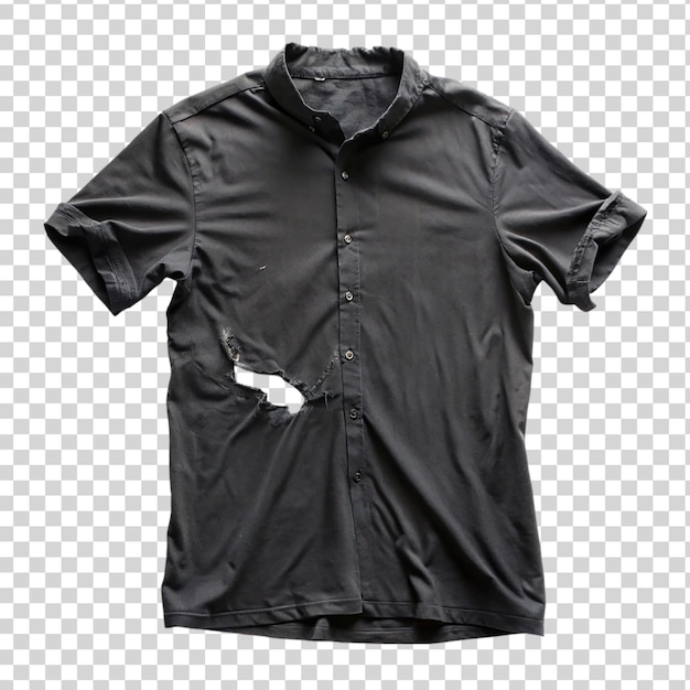 PSD a torn black shirt on white background on transparent background