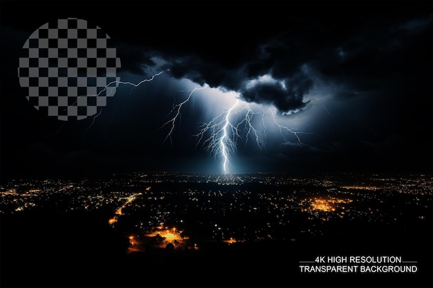 PSD thunder lightning night afstandsbediening luchtbeeld op doorzichtige achtergrond