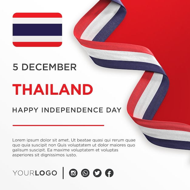 Thailand National Independence Day Celebration Banner National Anniversary Social Media Post Template