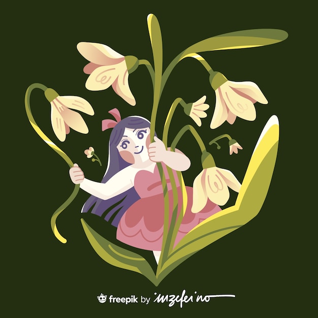 Tiny woman on a flower