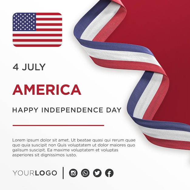 United States of America National Independence Day Celebration Banner National Anniversary Social Media Post Template