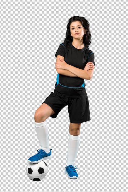 PSD young football player woman