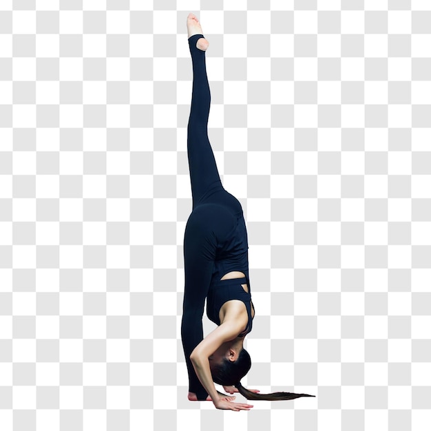 PSD Молодая женщина делает упражнения по йоге слоистый файл psd