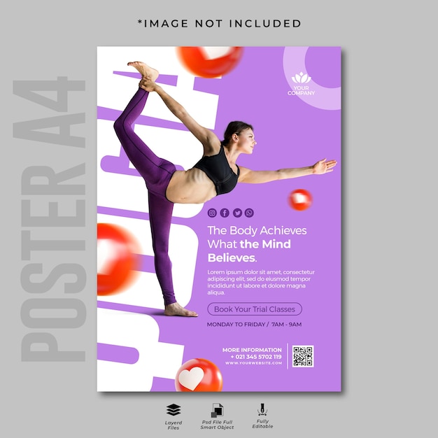 PSD Шаблон дизайна плаката концепции йоги