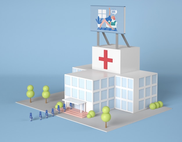 PSD ziekenhuis met billboard en robots