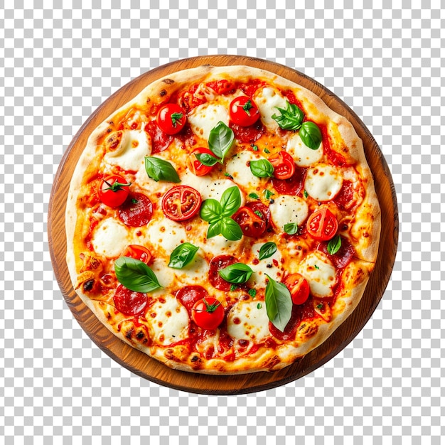 PSD gratuit une délicieuse pizza au fromage isolée sur un fond transparent.