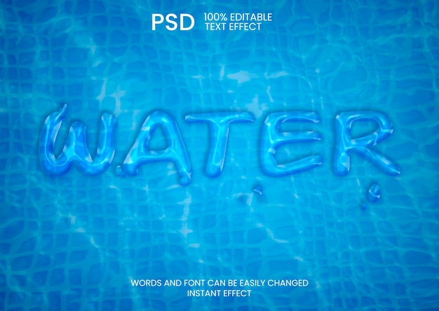 PSD gratuit effet de texte de fond d'eau de piscine