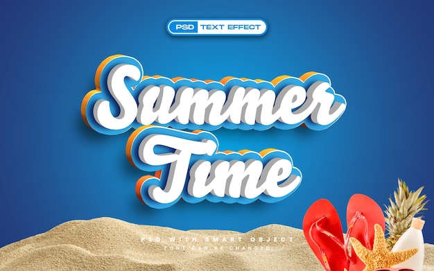 PSD gratuit effet de texte de l'heure d'été avec fond d'été