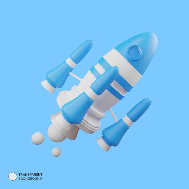 PSD gratuit icône de fusée de vaisseau spatial illustration de rendu 3d isolée