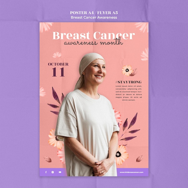 PSD gratuit modèle d'affiche de sensibilisation au cancer du sein