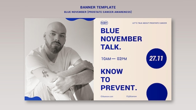 Modèle de bannière horizontale de novembre bleu