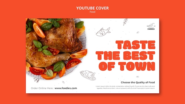 PSD gratuit modèle de couverture youtube de restaurant à volonté