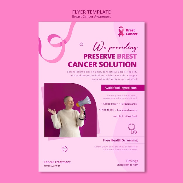 PSD gratuit modèle de flyer vertical pour le mois de sensibilisation au cancer du sein