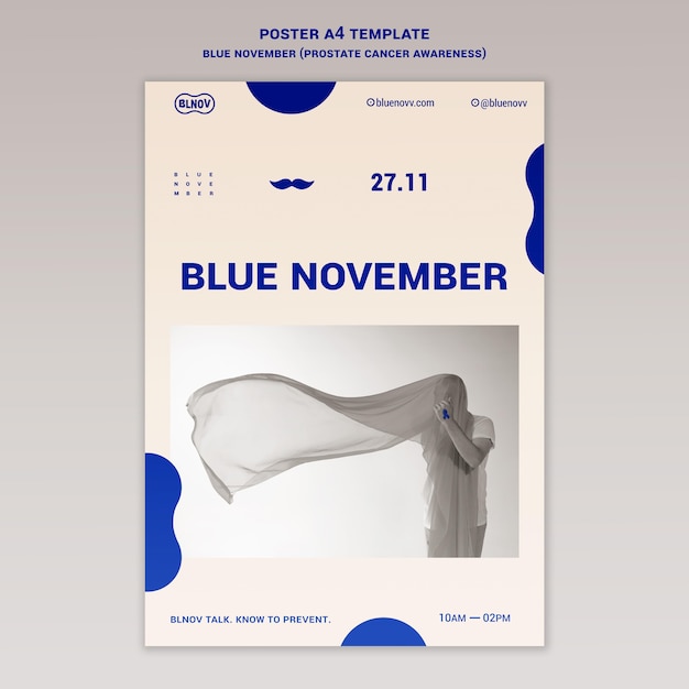 Modèle d'impression verticale de novembre bleu