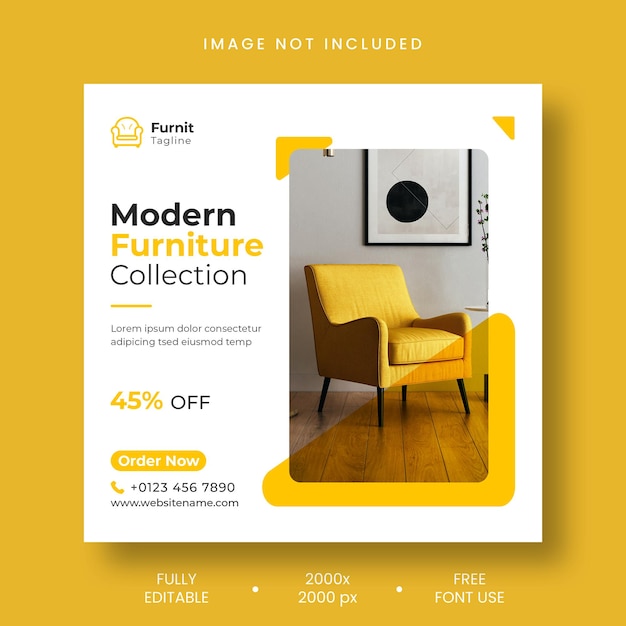 PSD gratuit modèle de publication instagram et de médias sociaux pour la vente de meubles