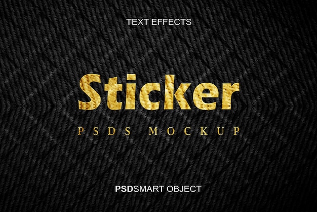 PSD gratuit maquette de style de texte 3d en papier autocollant de luxe