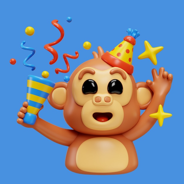 PSD gratuit le rendu 3d de l'emoji du singe