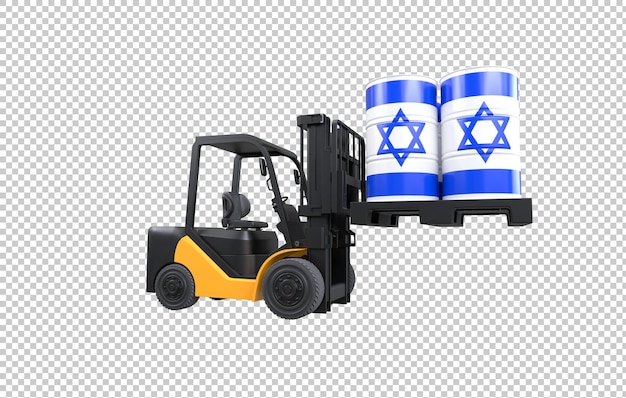 PSD gratuit réservoir de carburant de levage de chariot à fourche avec drapeau israélien sur fond transparent
