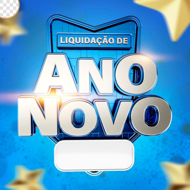 PSD grátis 3d label promoção de ano novo fim de ano venda ano novo no brasil