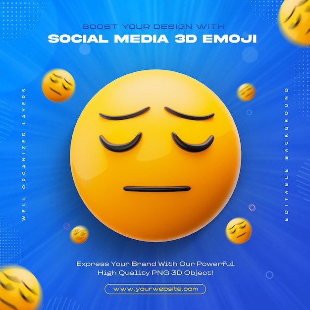 PSD grátis tired face emoticon emoji icon isolado ilustração de renderização 3d