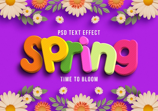 PSD grátis efeito de texto editável floral de primavera