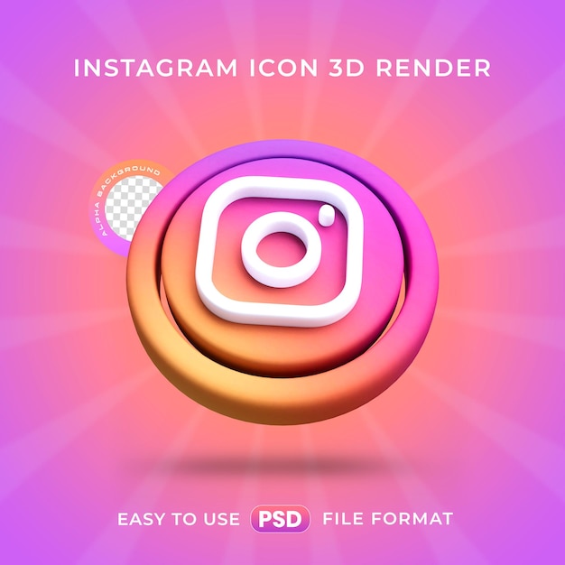 PSD grátis ilustração de renderização 3d isolada do ícone do logotipo do instagram