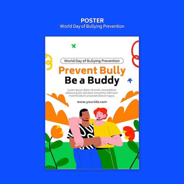 PSD grátis modelo de cartaz do dia mundial da prevenção do bullying