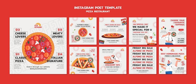 PSD grátis postagens deliciosas do instagram de pizzarias
