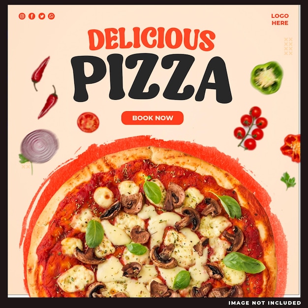 PSD grátis promoção de mídia social de pizza e modelo de design de postagem de banner do instagram