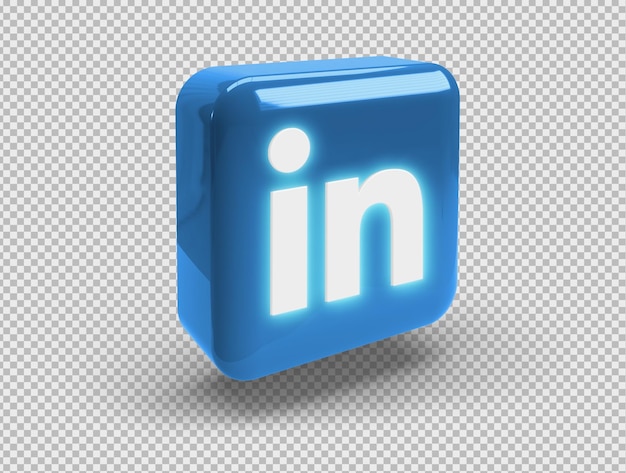 Gratis PSD 3d afgerond vierkant met glanzend linkedin-logo