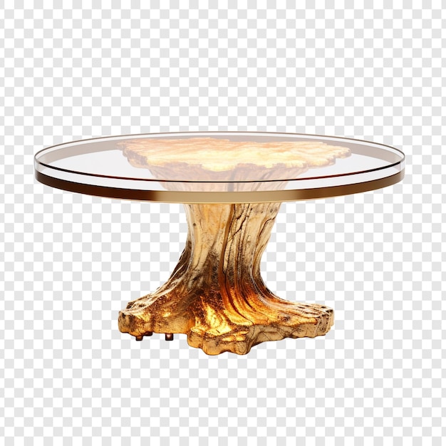 Gratis PSD tafel met hoogwaardig glas versierd met mooi goud geïsoleerd op doorzichtige achtergrond